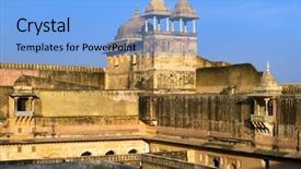  Presentation with jaipur city palace rajasthan india - PPT layouts with palace of the amber fort background and a  colored foreground