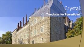  Presentation with heritage - Slide set enhanced with palace of the duques of braganca a medieval palace and museum in guimaraes portugal unesco world heritage site background and a teal colored foreground