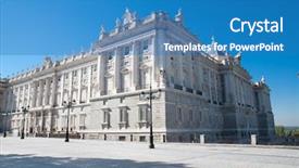 Presentation with royal - Cool new PPT theme with palace palacio de oriente madrid backdrop and a teal colored foreground