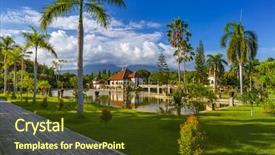  Presentation with bali - Colorful PPT layouts enhanced with palace taman ujung in bali backdrop and a tawny brown colored foreground