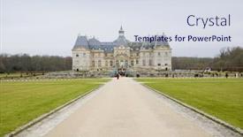  Presentation with france - Beautiful PPT theme featuring palace-vaux-le-vicomte-seine backdrop and a sky blue colored foreground