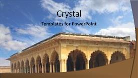  Presentation with agra - Cool new PPT layouts with palace with columns in agra fort - india backdrop and a light blue colored foreground