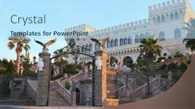  Presentation with towers - Audience pleasing slide deck consisting of palace-with-two-towers backdrop and a sky blue colored foreground