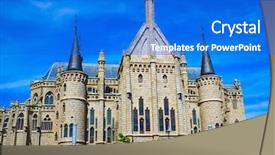  Presentation with architect - Colorful PPT layouts enhanced with palacio episcopal of antoni gaudi backdrop and a cobalt blue colored foreground