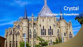  Presentation with architect - Beautiful PPT theme featuring palacio episcopal of antoni gaudi backdrop and a cobalt blue colored foreground