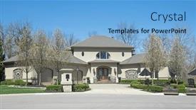  Presentation with pear - Slide deck enhanced with palatial-luxury-home-in-gray background and a light blue colored foreground