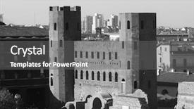  Presentation with black and white checker - Slide set consisting of palatine gate ruins in turin background and a gray colored foreground