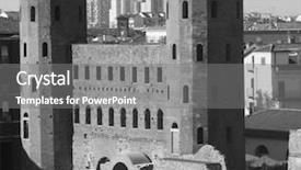  Presentation with white and black figures climbing ladders - PPT theme having palatine gate ruins in turin background and a  colored foreground