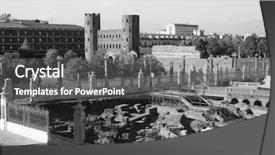  Presentation with italy - Cool new slide deck with palatine gate ruins in turin backdrop and a dark gray colored foreground