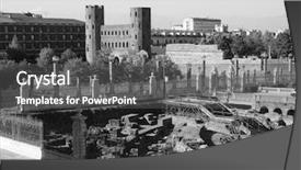  Presentation with italy - Audience pleasing PPT theme consisting of palatine gate ruins in turin backdrop and a dark gray colored foreground