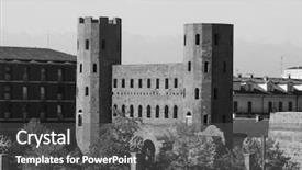  Presentation with black and white trees - PPT theme enhanced with palatine gate ruins in turin background and a dark gray colored foreground