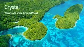  Presentation with pacific islands - Slides featuring palau tropical islands and pacific background and a forest green colored foreground
