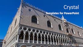  Presentation with venice - Beautiful PPT theme featuring palazzo-ducale-doge-s-palace backdrop and a ocean colored foreground