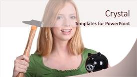  Presentation with piggy bank - Audience pleasing PPT theme consisting of pale grey black red - blonde with piggy-bank and hammer backdrop and a lemonade colored foreground