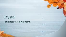  Presentation with bleached - Colorful PPT theme enhanced with pale grey red - autumn leaves pattern against bleached backdrop and a sky blue colored foreground