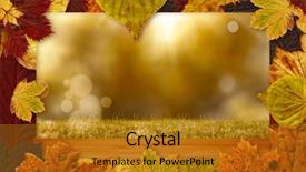  Presentation with autumn leaves - PPT theme featuring pale grey red - autumn leaves pattern against bleached background and a  colored foreground