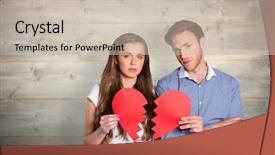  Presentation with broken heart - PPT layouts featuring pale grey red - couple holding broken heart background and a soft green colored foreground