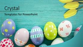  Presentation with blue flower - Cool new presentation with pale grey red - digital composite of happy easter backdrop and a  colored foreground