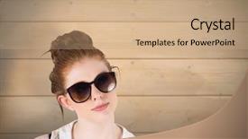  Presentation with bleached - Audience pleasing presentation theme consisting of pale grey red - hipster redhead wearing large sunglasses backdrop and a coral colored foreground