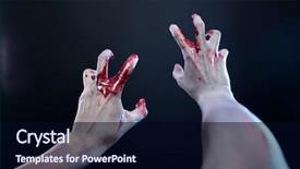  Presentation with zombie - Cool new presentation with pale grey red - zombie stretching bloody hands first backdrop and a wine colored foreground