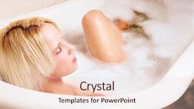  Presentation with foam - Presentation theme featuring pale peach - blond woman sitting background and a  colored foreground