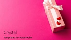  Presentation with romance pink - PPT theme having pale-pink-gift-box-tied background and a coral colored foreground