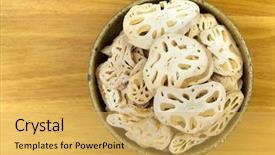  Presentation with root plant - Theme enhanced with pale yellow on wooden background background and a yellow colored foreground