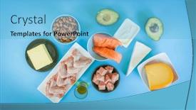  Presentation with diet - PPT theme featuring paleo-diet-concept-on-blue background and a light blue colored foreground