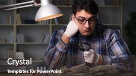  Presentation with night tapas - Theme featuring paleotologia - archeologist working late night background and a tawny brown colored foreground