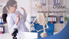  Presentation with archaeologist - Cool new PPT theme with paleotologia - young female archaeologist working backdrop and a light gray colored foreground