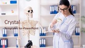  Presentation with archaeologist - Audience pleasing presentation consisting of paleotologia - young female archaeologist working backdrop and a lemonade colored foreground