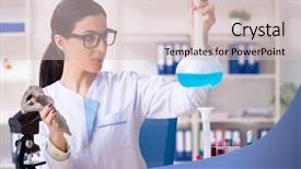  Presentation with archaeologist - Beautiful slide set featuring paleotologia - young female archaeologist working backdrop and a soft green colored foreground