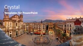  Presentation with italy - Presentation theme having palermo-italy-overlooking-piazza-san background and a light blue colored foreground