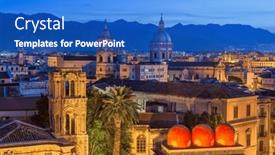  Presentation with compass italy - Slide deck enhanced with palermo-italy-rooftop-skyline-view background and a cobalt blue colored foreground