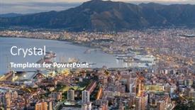 Presentation with port - PPT theme having palermo-italy-skyline-over background and a gray colored foreground
