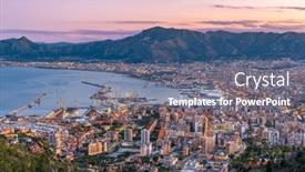  Presentation with port - Presentation theme consisting of palermo-italy-skyline-over background and a ocean colored foreground