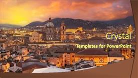  Presentation with skyline - PPT theme with palermo-sicily-town-skyline background and a tawny brown colored foreground