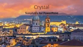  Presentation with skyline - Presentation design consisting of palermo-sicily-town-skyline background and a coral colored foreground