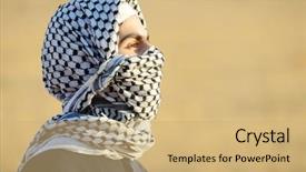  Presentation with palestine - Slide set having palestine - arabic palestinian man background and a coral colored foreground