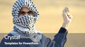  Presentation with palestine - Slide set enhanced with palestine - arabic palestinian man background and a ocean colored foreground