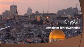  Presentation with palestine - Amazing PPT theme having palestine - dome of the rock along backdrop and a dark gray colored foreground