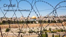  Presentation with holy land - Colorful PPT theme enhanced with seaport on the adratic sea - croatia sibenik with agave flower backdrop and a gray colored foreground