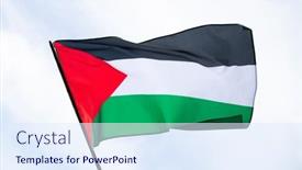  Presentation with international relations - Slide set featuring palestine-national-flag-waving background and a sky blue colored foreground