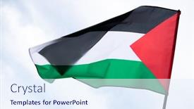  Presentation with international relations - Presentation design having palestine-national-flag-waving background and a sky blue colored foreground