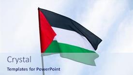  Presentation with international relations - Presentation design having palestine-national-flag-waving background and a sky blue colored foreground