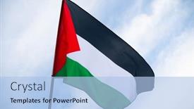  Presentation with international relations - Presentation with palestine-national-flag-waving background and a light blue colored foreground