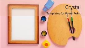  Presentation with paint brush - Theme with palette and paint brush background and a coral colored foreground