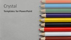 Presentation with colored pencils - Colorful PPT theme enhanced with palette-of-colored-pencils backdrop and a light gray colored foreground