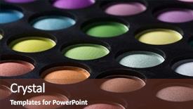 Presentation with colorful eye - Beautiful PPT theme featuring palette of colorful eye shadows close-up backdrop and a tawny brown colored foreground