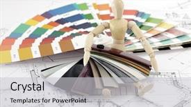  Presentation with plastics - Slide set consisting of palette of colors design background and a  colored foreground